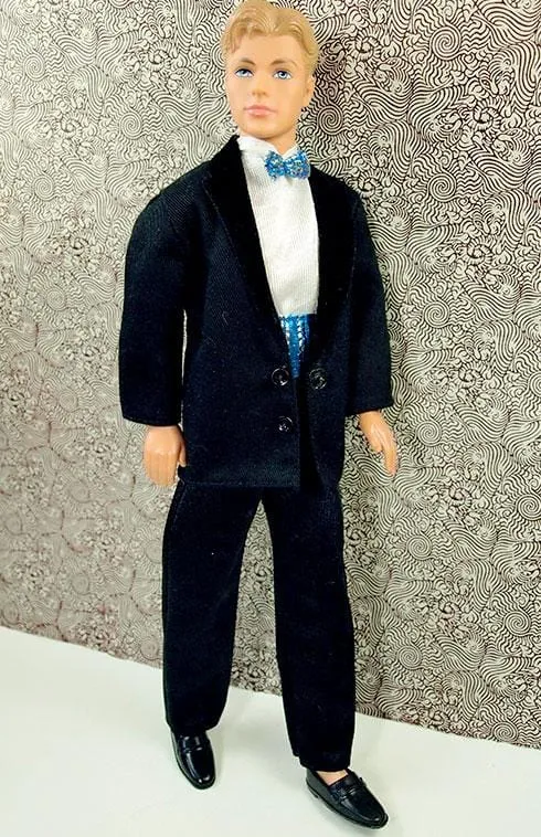 12" Male Fashion Doll Blue Tie Sparkle Jumpsuit Outfit