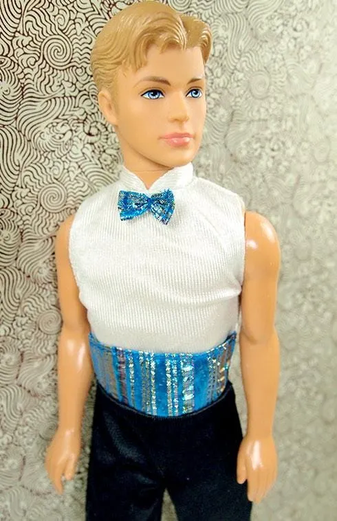 12" Male Fashion Doll Blue Tie Sparkle Jumpsuit Outfit