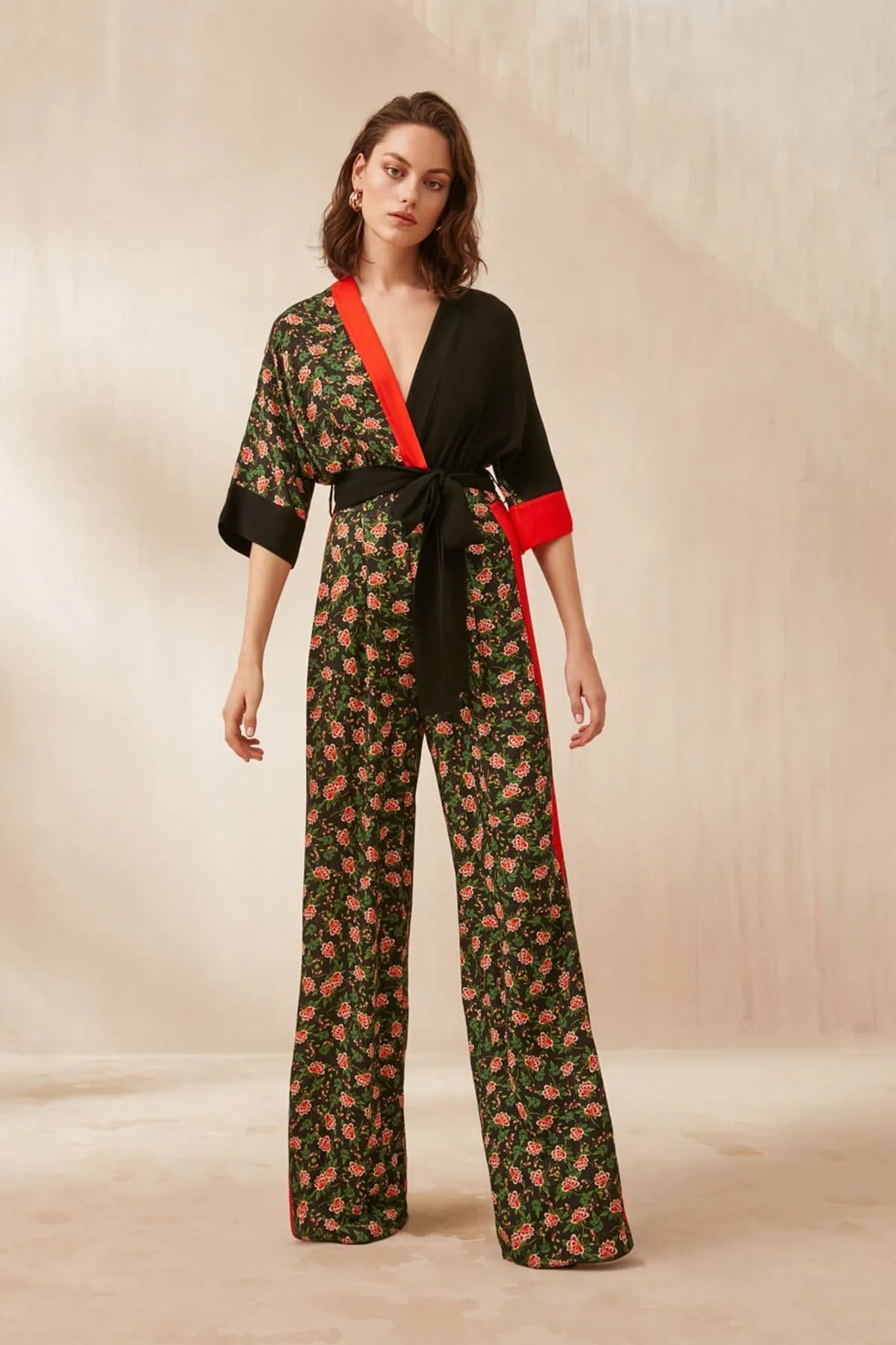 16168 Multi Colour Contrast Pattern Jumpsuit