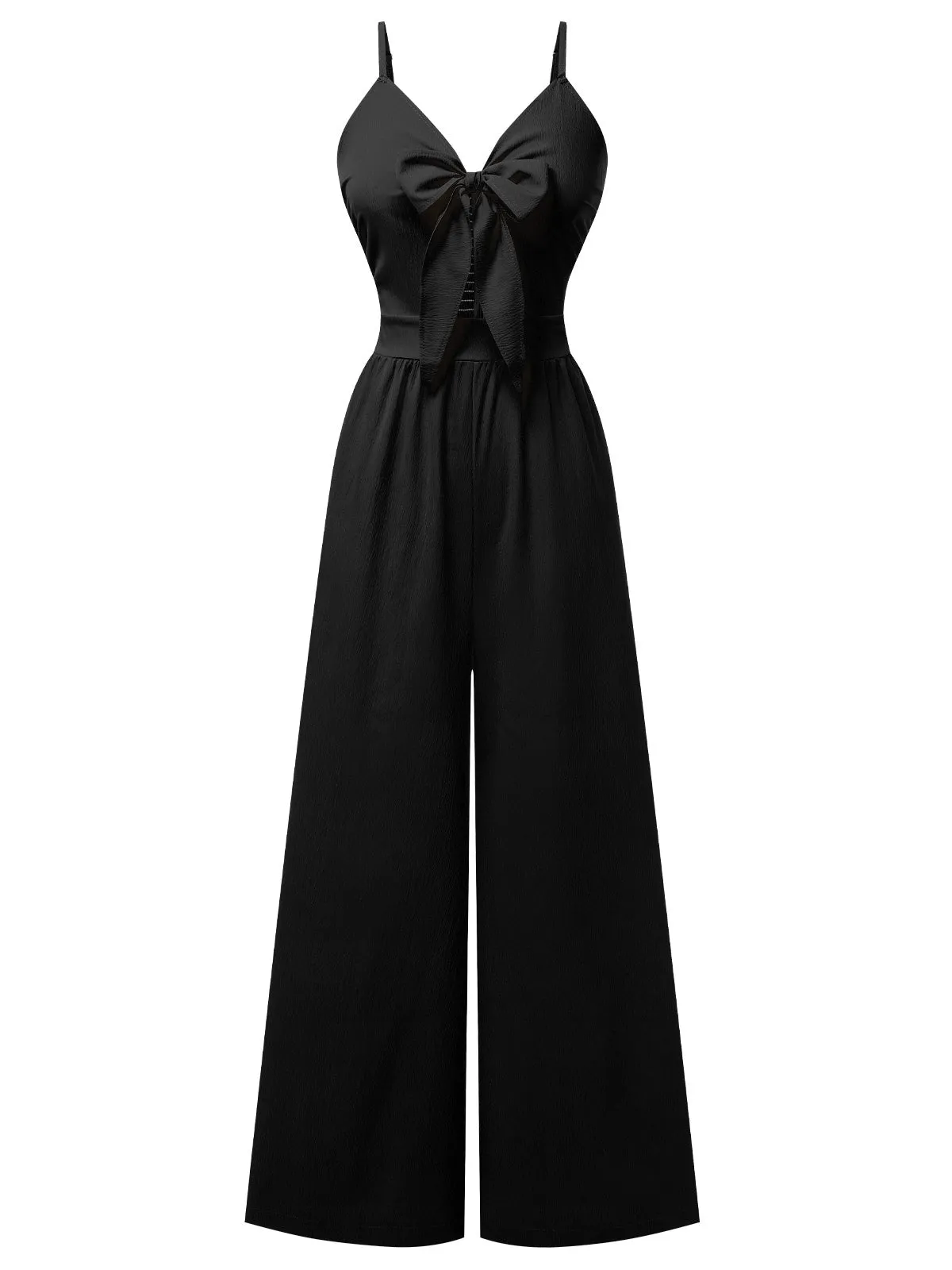 1950s Chest Bow Spaghetti Strap Jumpsuit