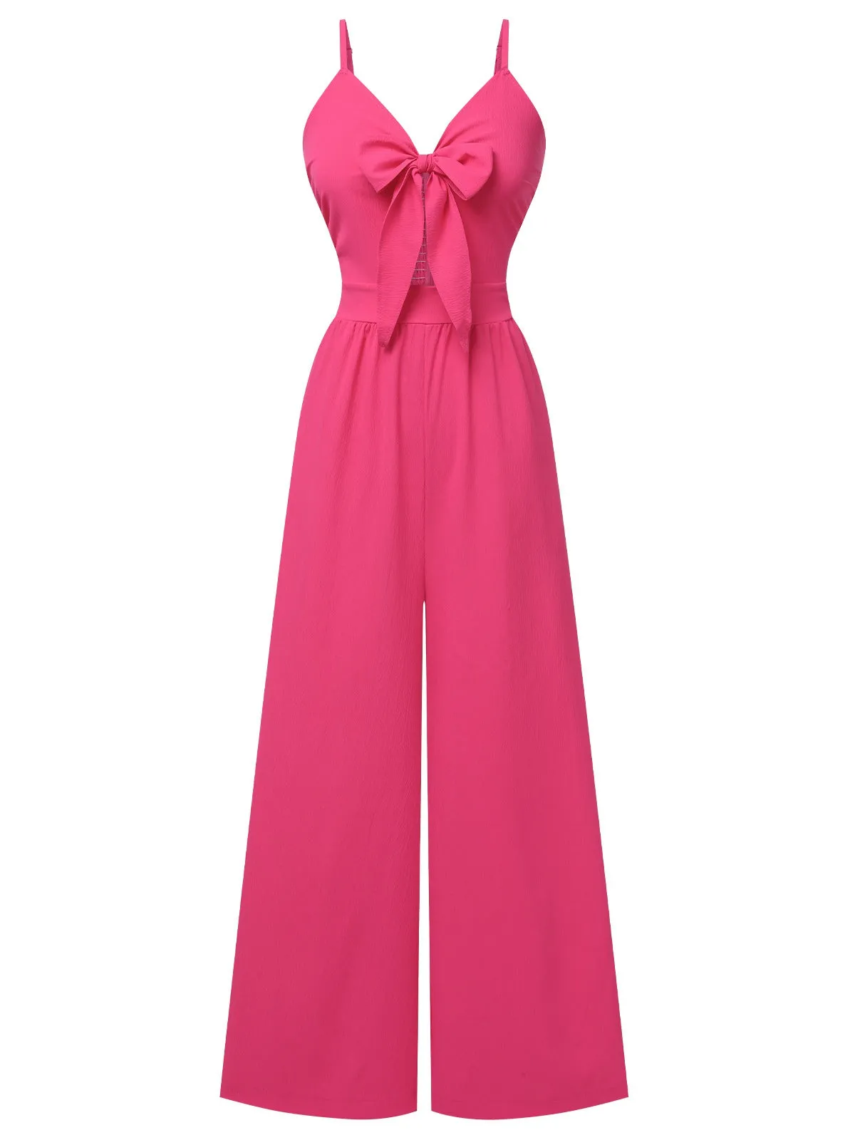 1950s Chest Bow Spaghetti Strap Jumpsuit