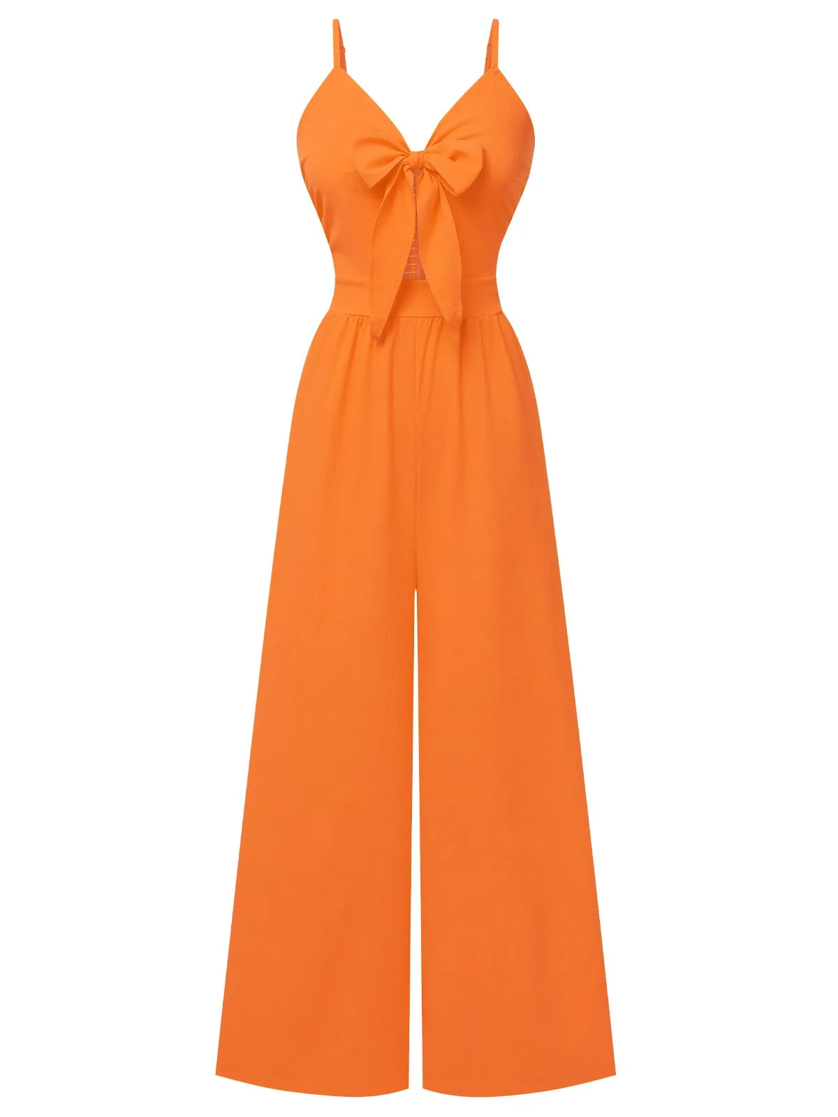 1950s Chest Bow Spaghetti Strap Jumpsuit