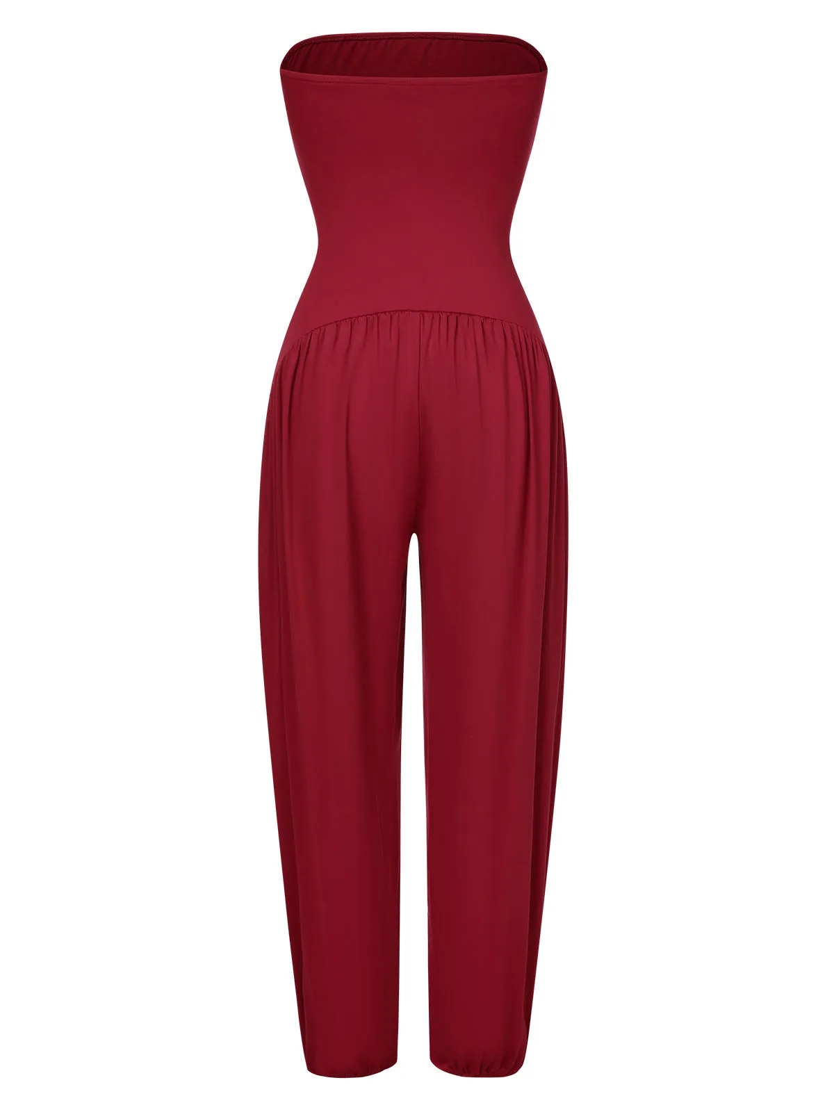 1970s Solid Bandeau Lantern Jumpsuit