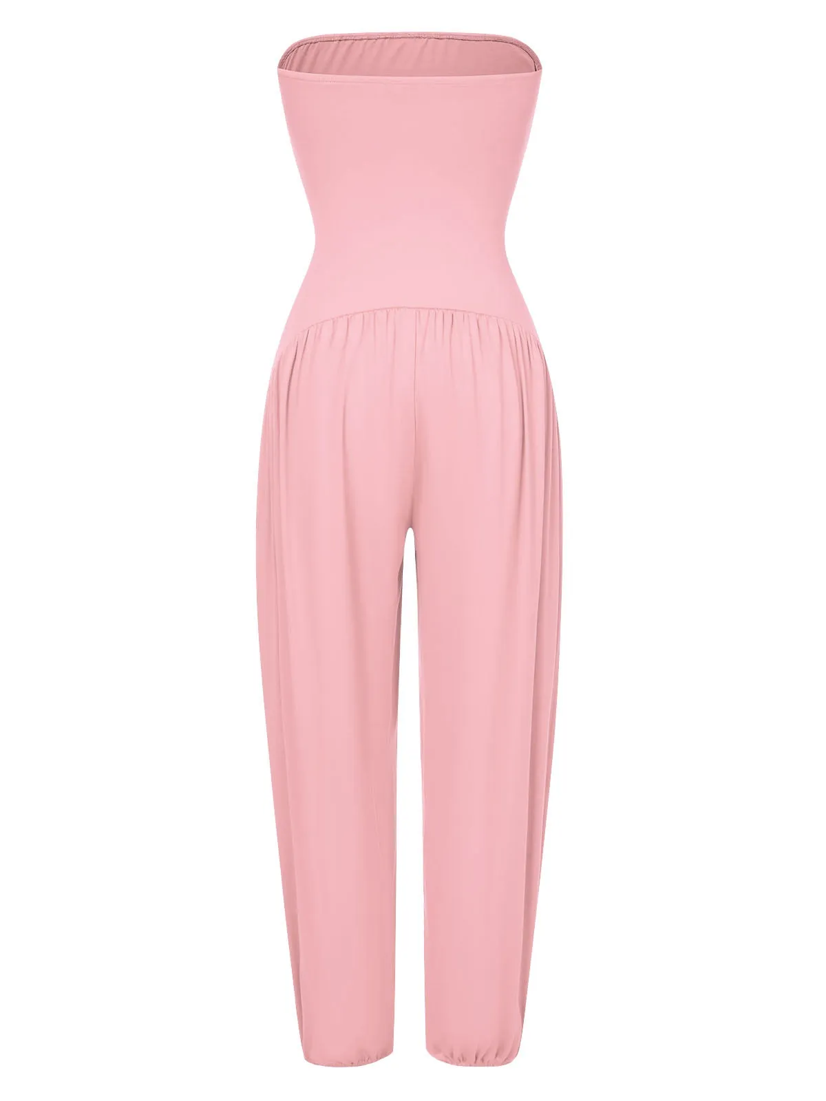 1970s Solid Bandeau Lantern Jumpsuit