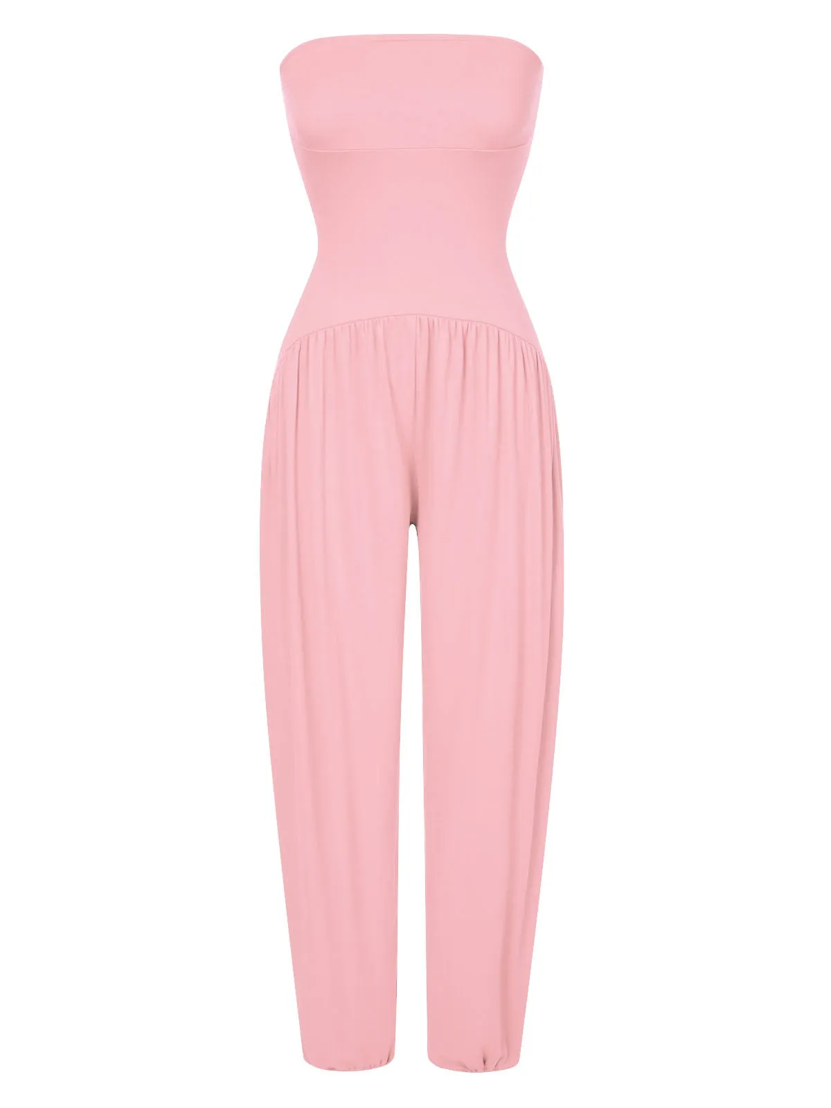 1970s Solid Bandeau Lantern Jumpsuit