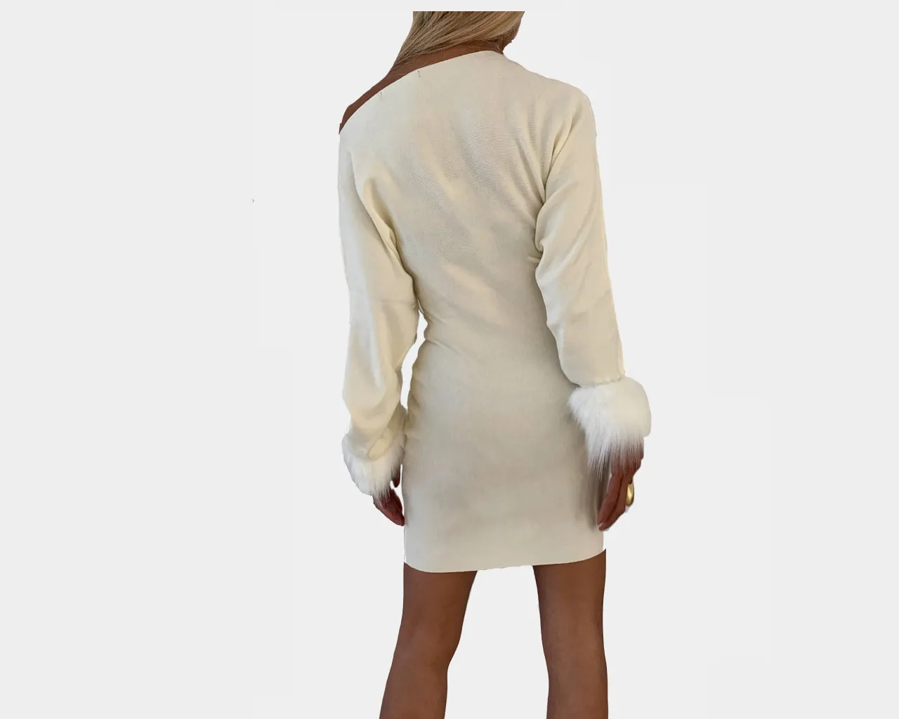 5 Blanc Cassé Knit Off The Shoulder Dress - The St. Moritz