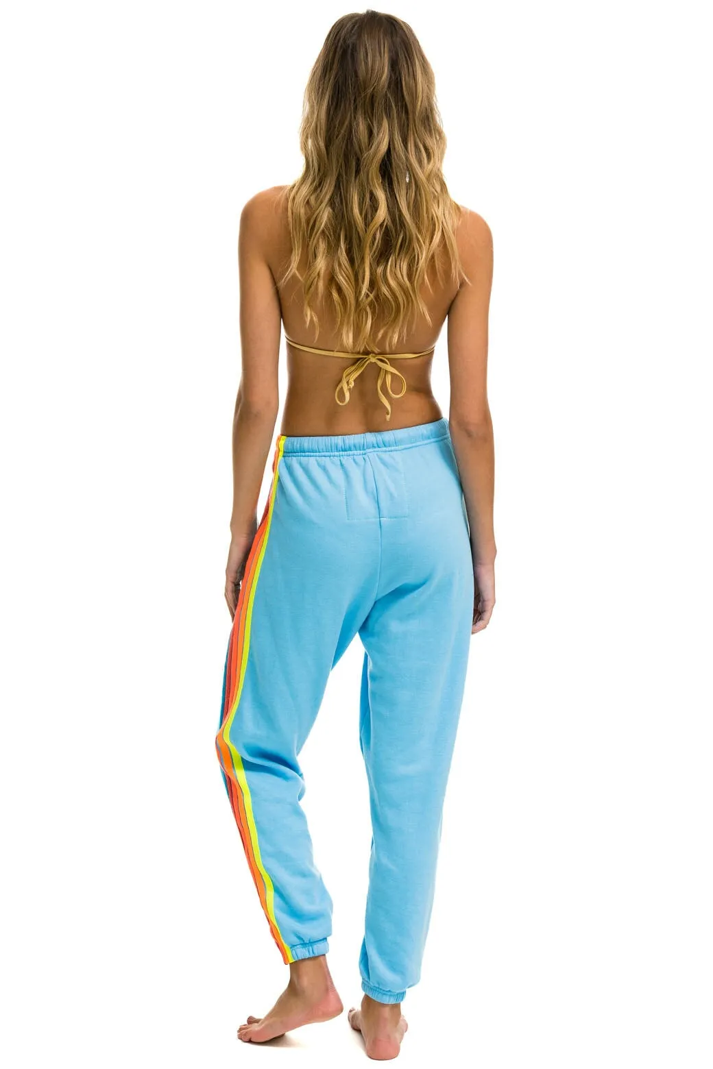 5 Stripe Sweatpants ~ Sky/Neon Rainbow