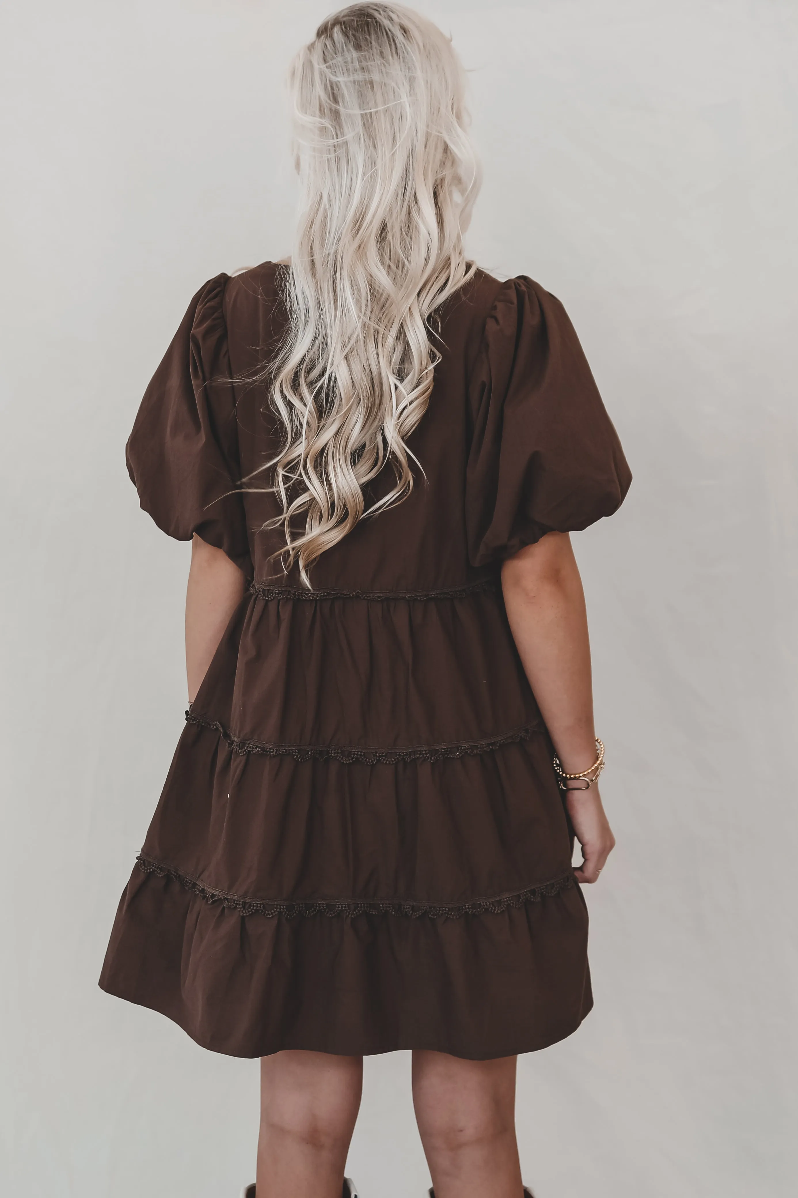 A Day In The Life Dark Brown Babydoll Mini Dress