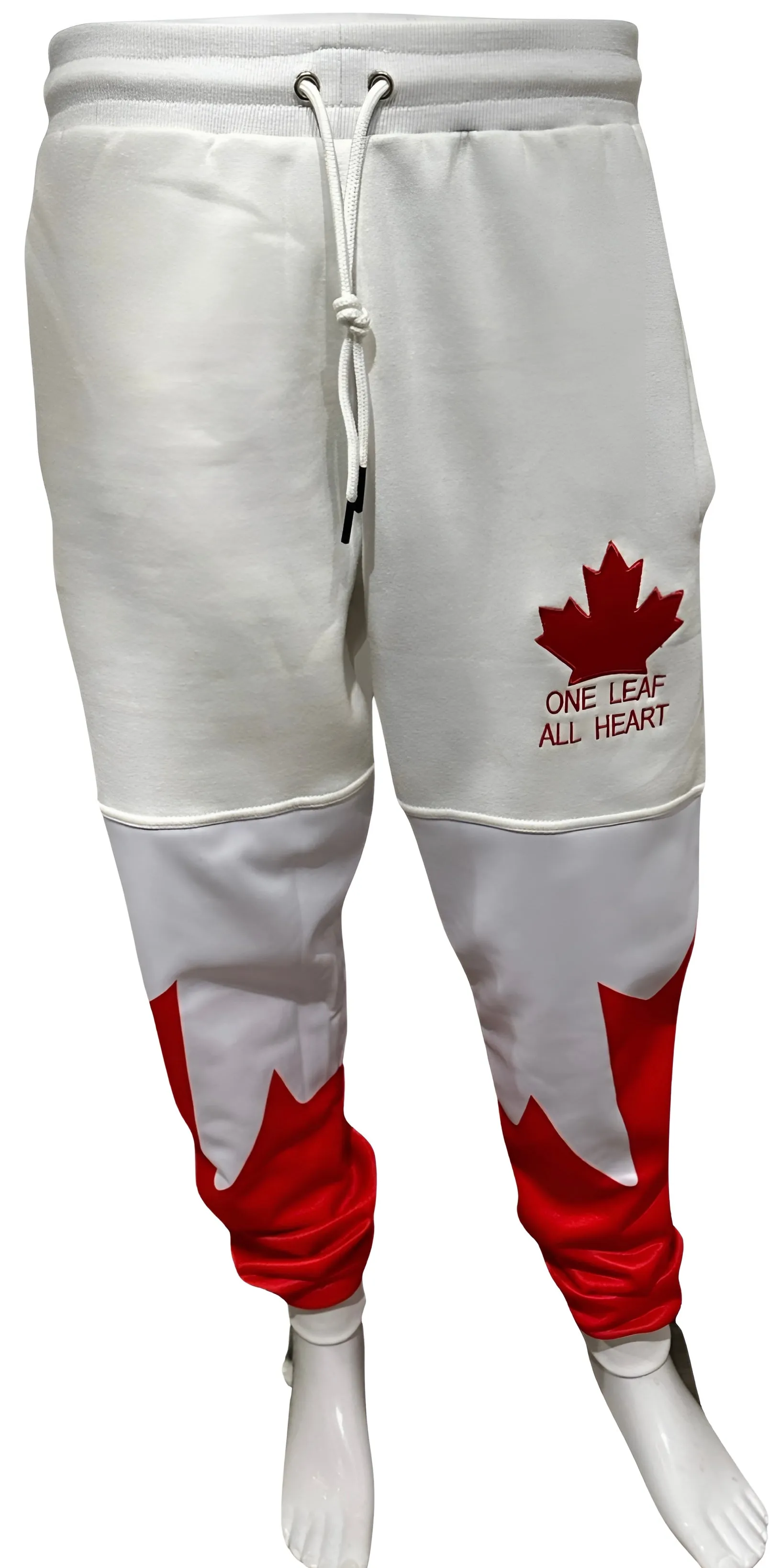 ^ALL HEART^ ~CANADIAN WORLD JUNIOR HOCKEY~ (WHITE-RED) JOGGER SWEATPANTS