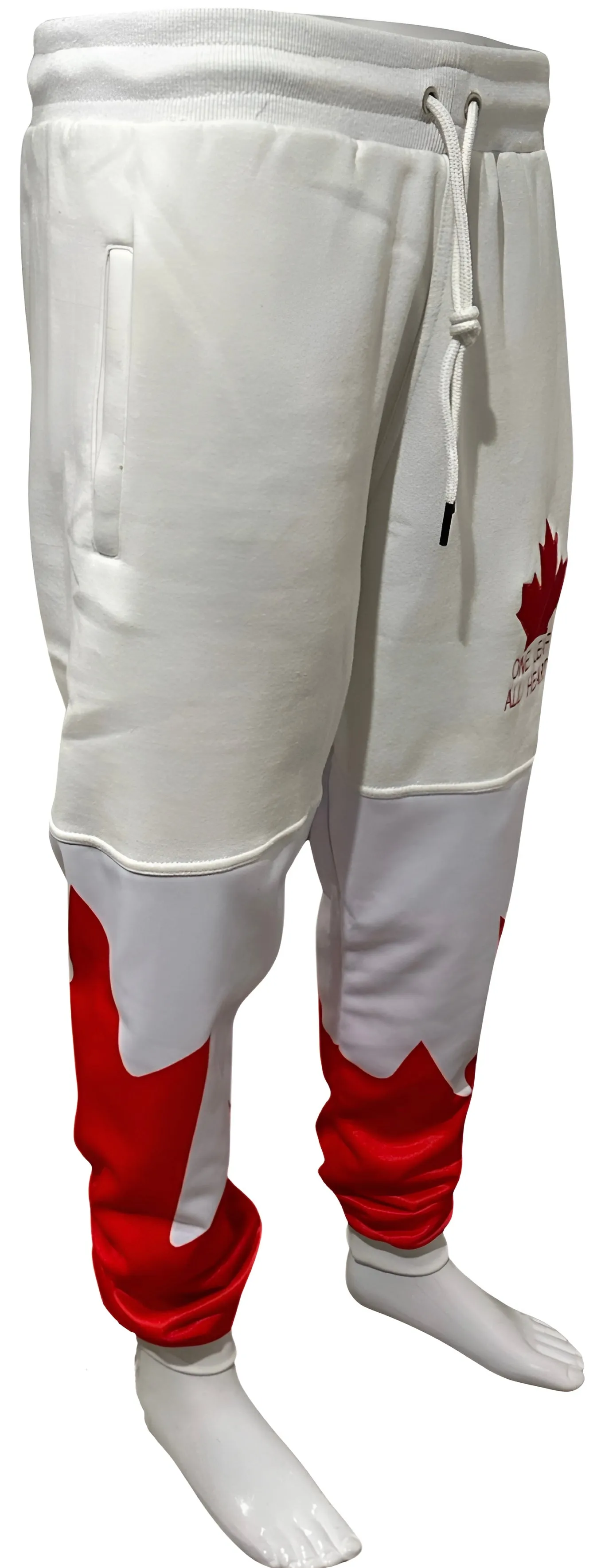 ^ALL HEART^ ~CANADIAN WORLD JUNIOR HOCKEY~ (WHITE-RED) JOGGER SWEATPANTS