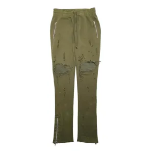 Amiri MX1 Tonal Leather Patch Sweatpants Olive Green