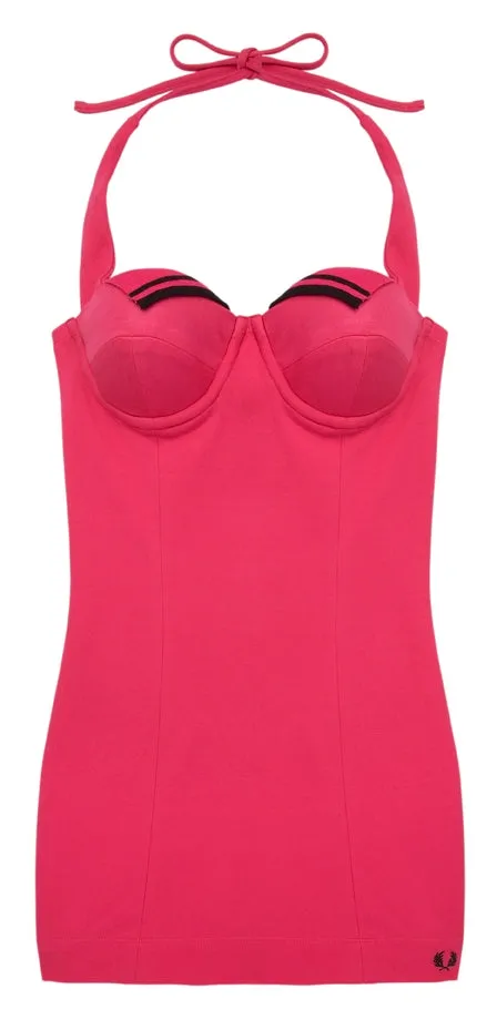 Amy Winehouse Raspberry Sorbet Bodycon Halter-Neck Dress