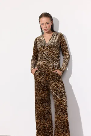 Angela Velour Jumpsuit - Leopard