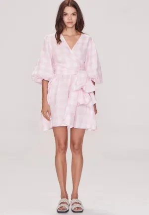 Apartment Clothing Rosamund Wrap Dress in Pink and White - Final Sale