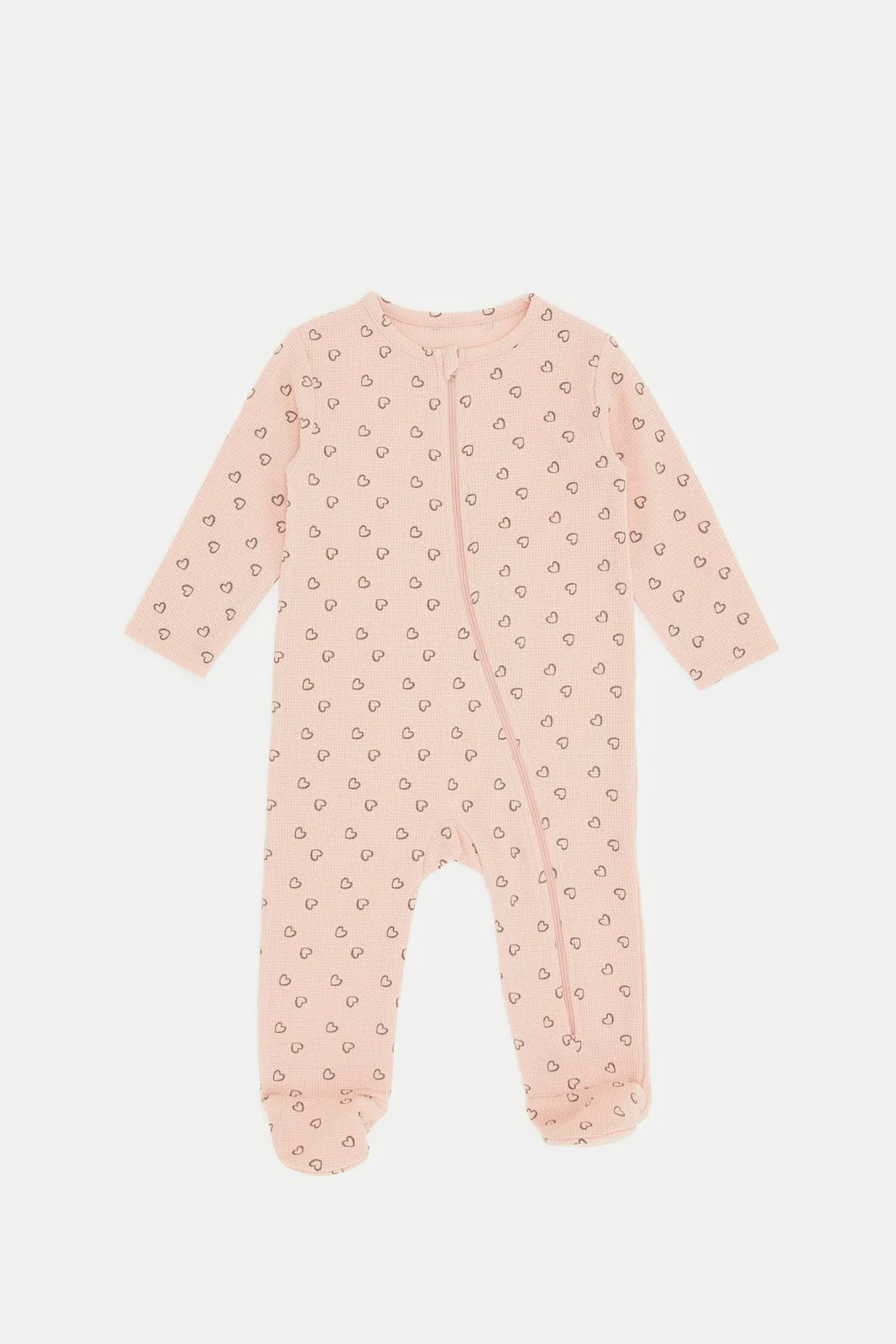 Babies Pink Printed Jumpsuit Coat