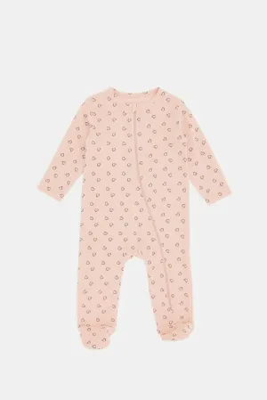 Babies Pink Printed Jumpsuit Coat