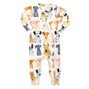 Baby Bamboo Romper - Watercolor Dogs