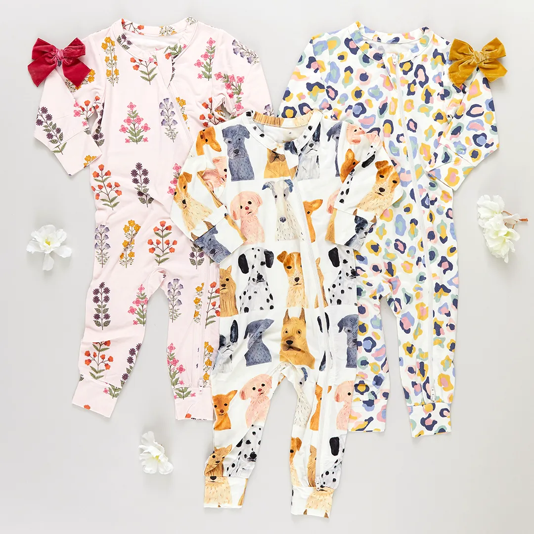 Baby Bamboo Romper - Watercolor Dogs