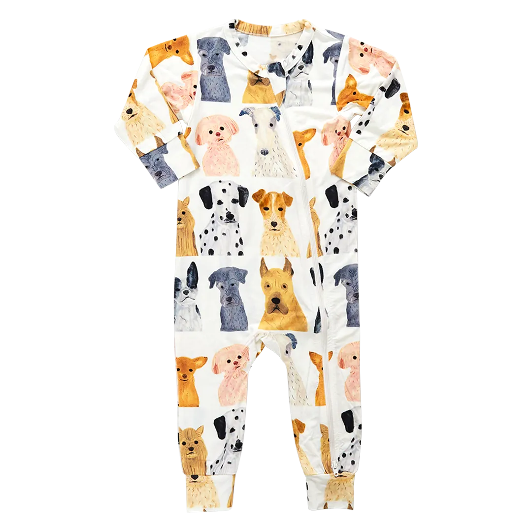 Baby Bamboo Romper - Watercolor Dogs