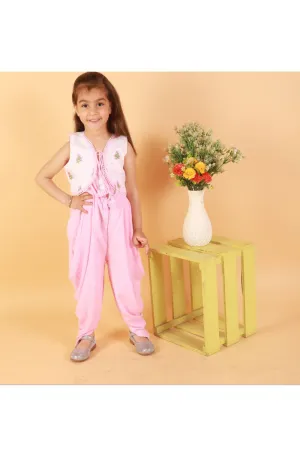 Baby Pink Dhoti style Jumpsuit With Embroidered Jacket