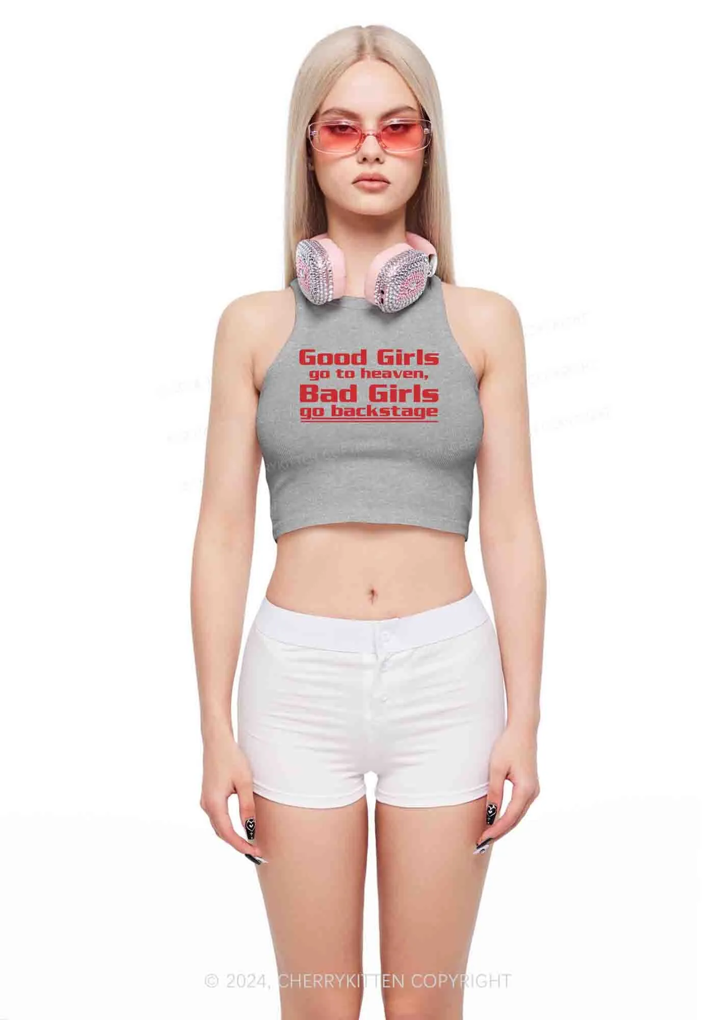 Bad Girls Go Backstage Y2K Crop Tank Top Cherrykitten