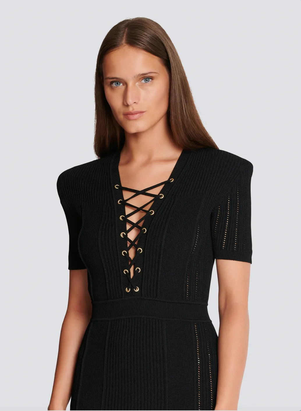 BALMAIN Short Lace-up Dress