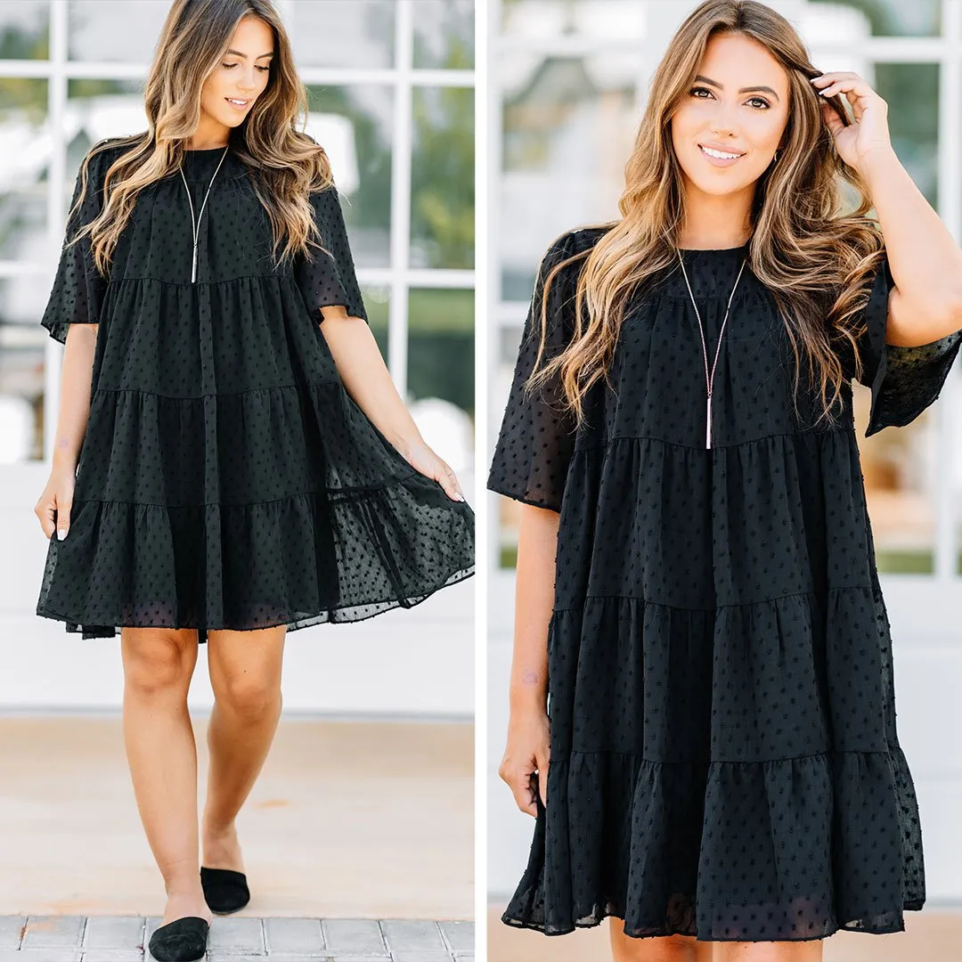 Be True Black Swiss Dot Dress