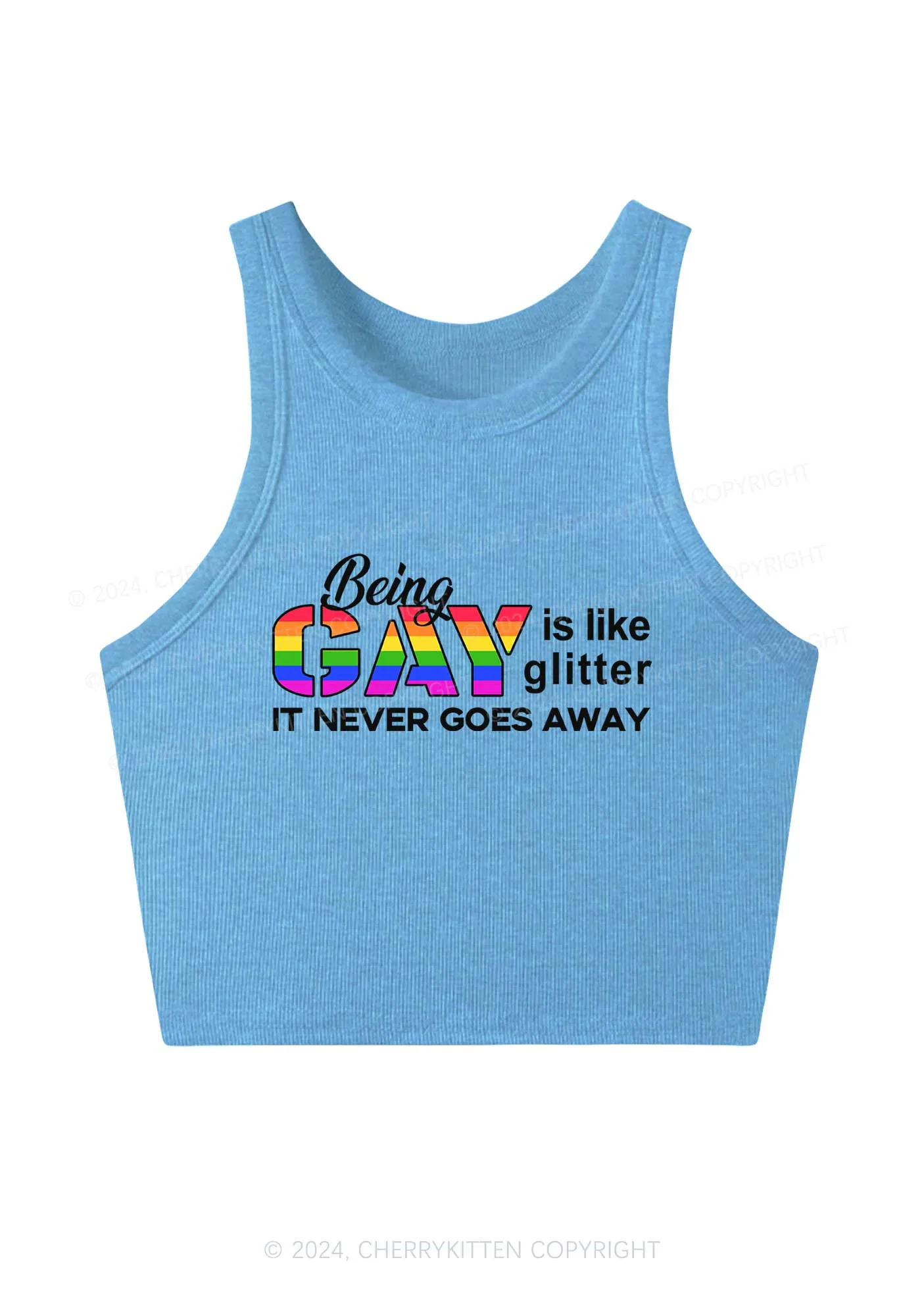 Being Gay Y2K Crop Tank Top Cherrykitten