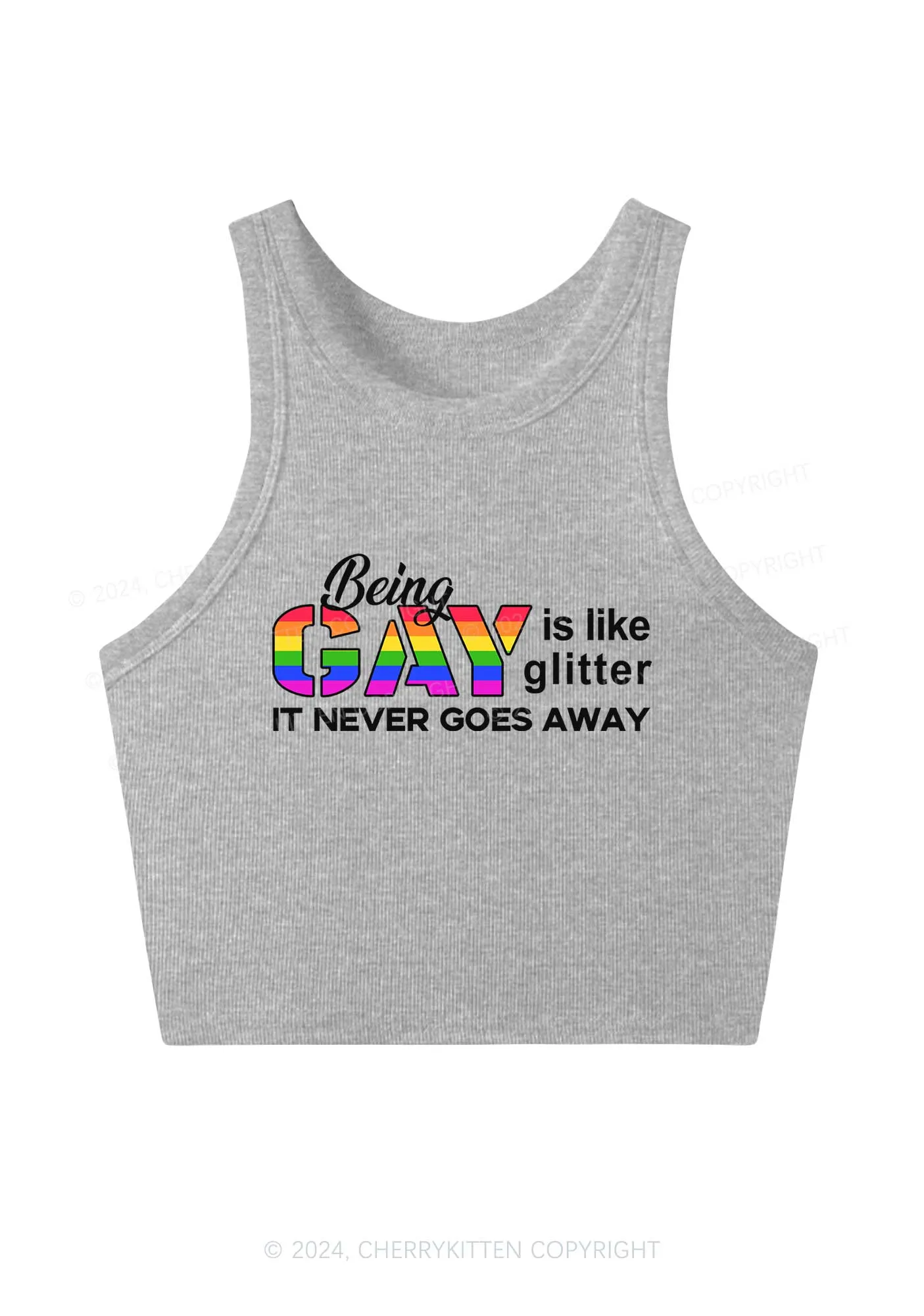 Being Gay Y2K Crop Tank Top Cherrykitten