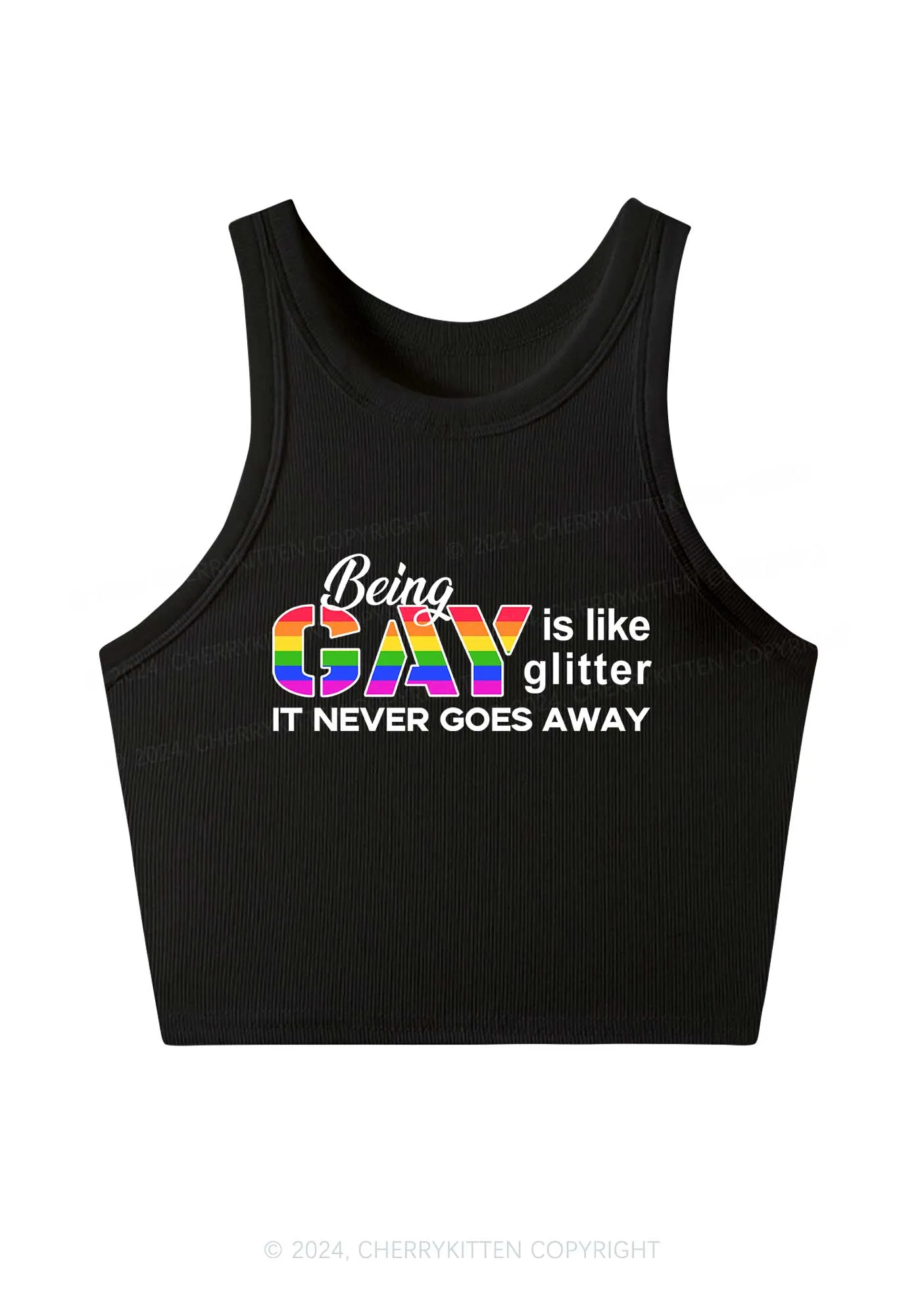 Being Gay Y2K Crop Tank Top Cherrykitten