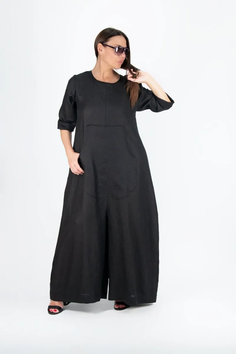 Black Linen Jumpsuit LISA