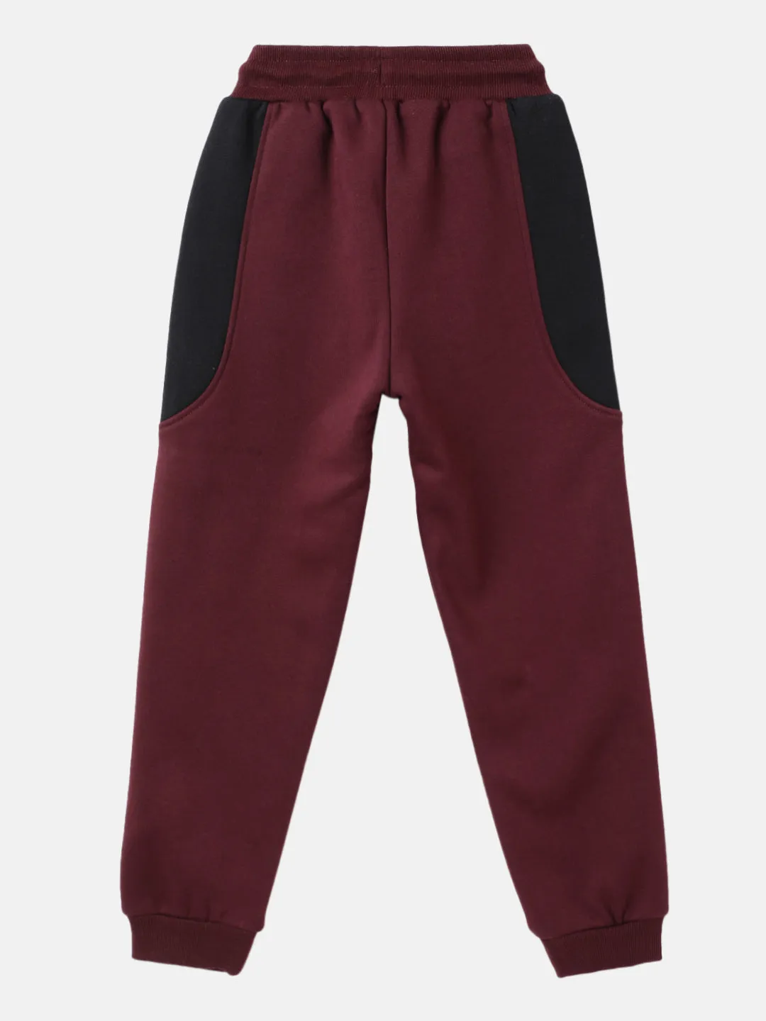 Blue Giraffe Boys Maroon Solid Straight Fit Joggers Style Sweatpant