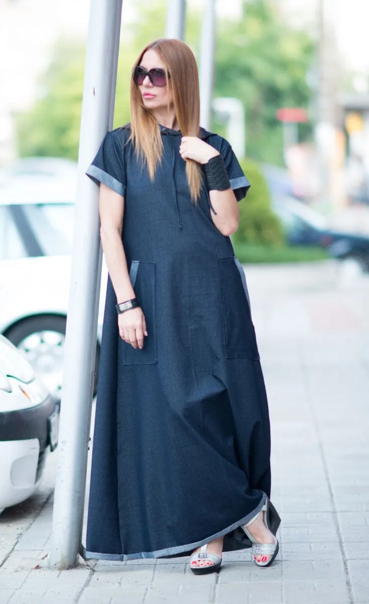 Blue Jeans short sleeves dress KASANDRA