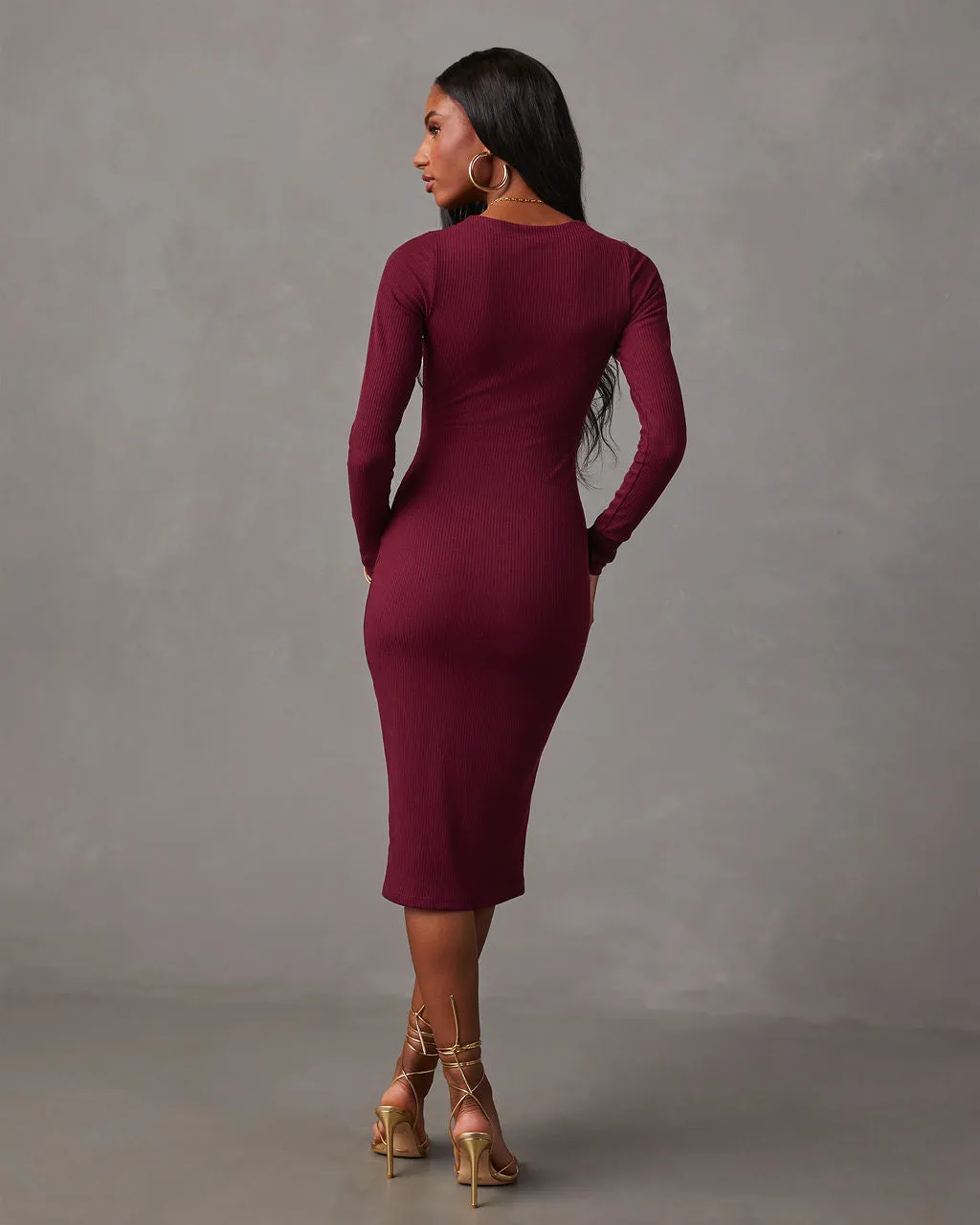 Body Language Ribbed Cutout Midi Dress