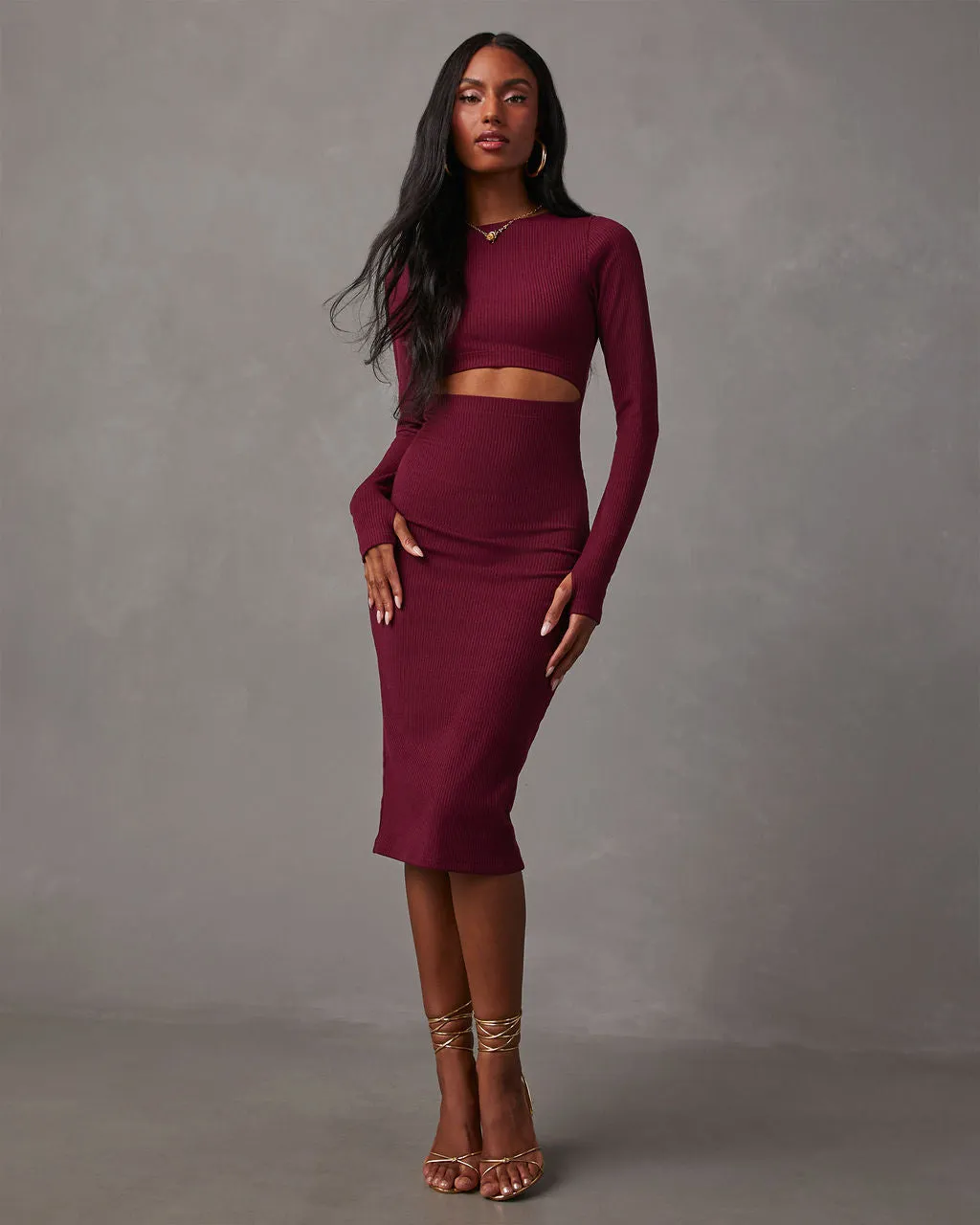 Body Language Ribbed Cutout Midi Dress