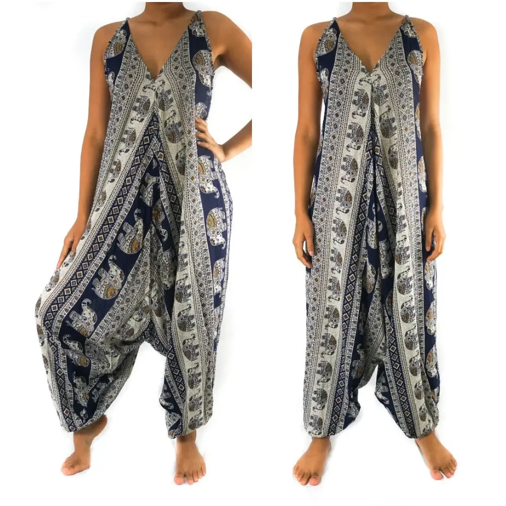 Boho Chic Elephant Print Festival Jumpsuit