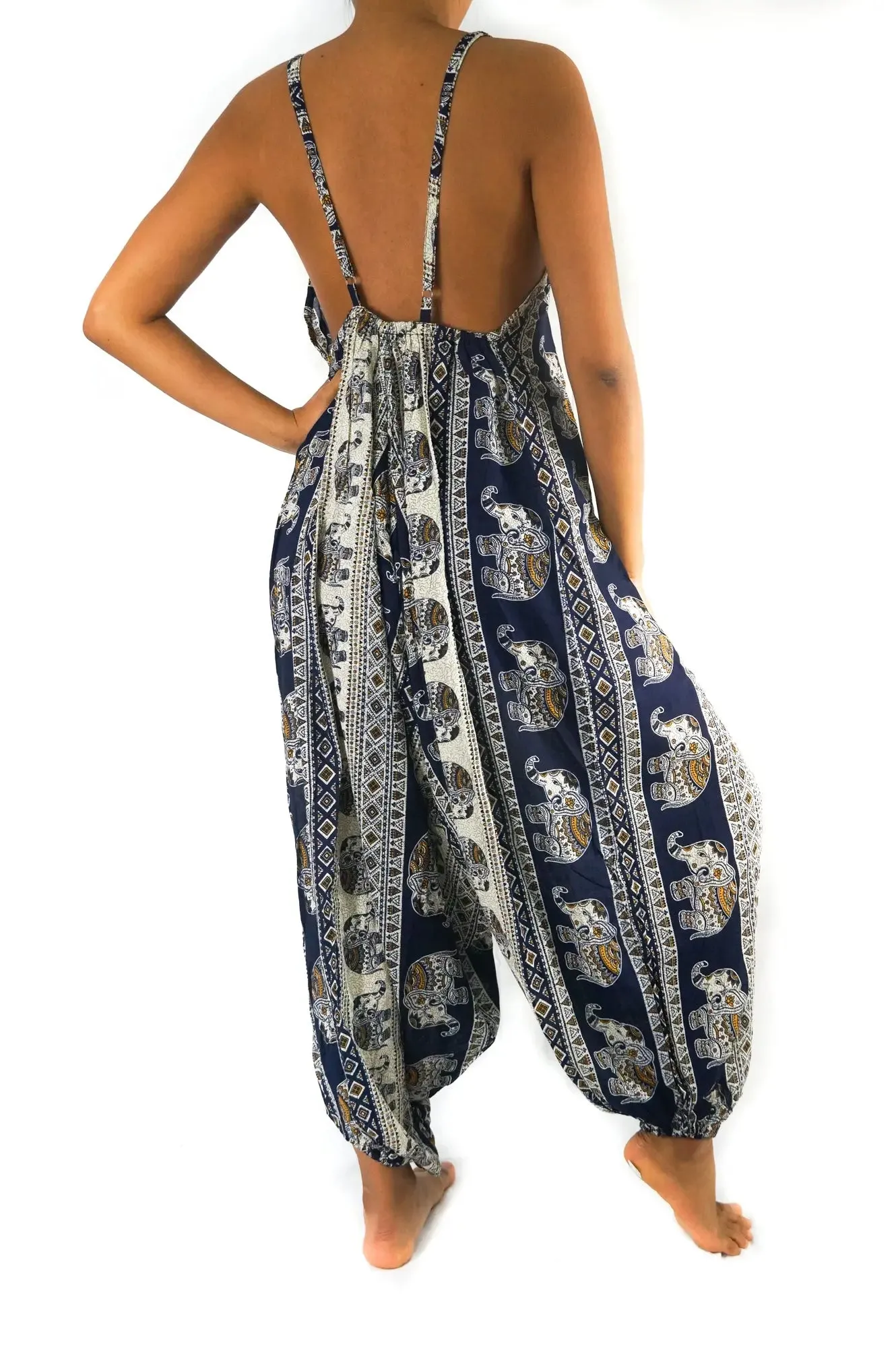 Boho Chic Elephant Print Festival Jumpsuit