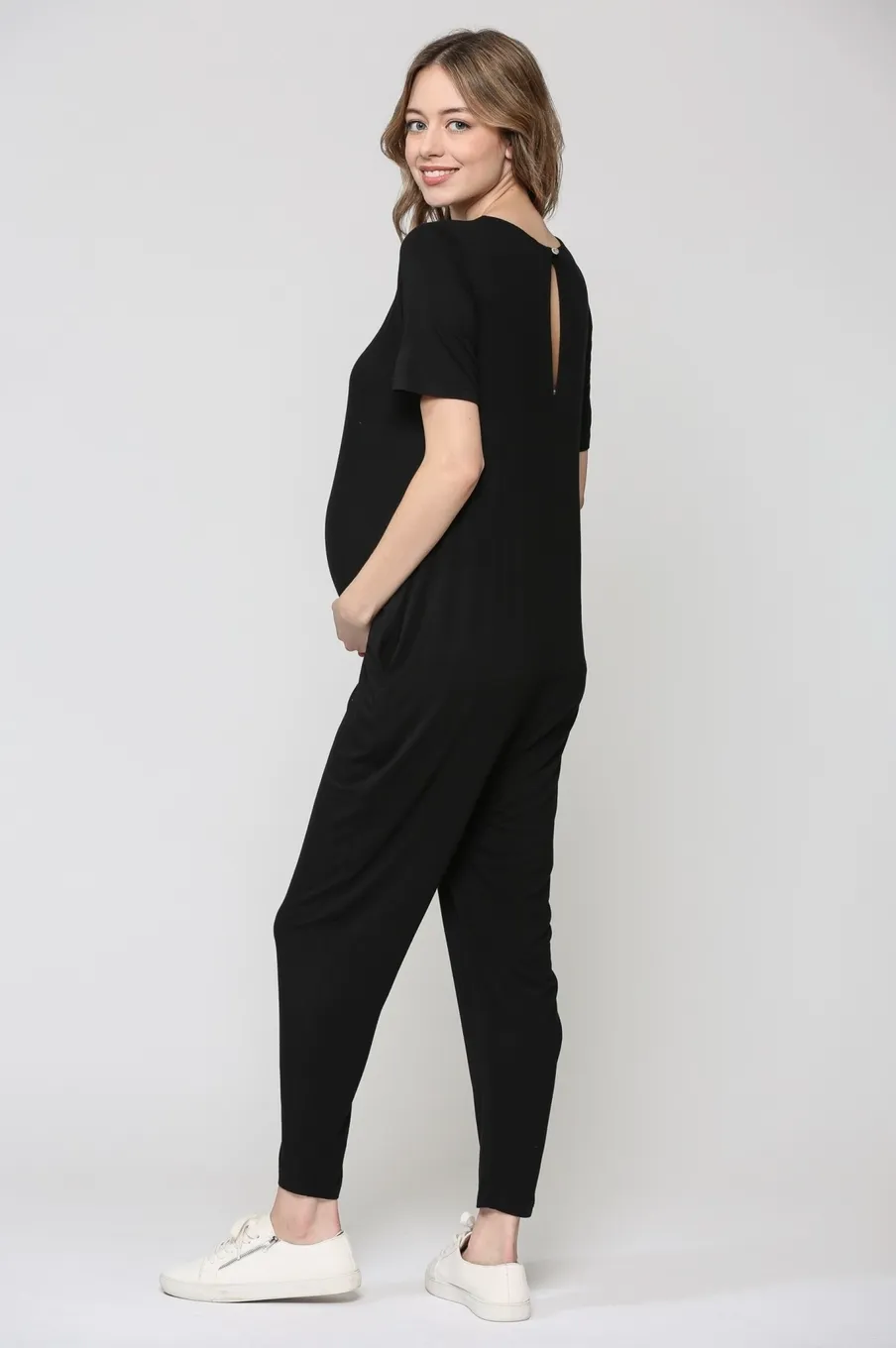 Breanna Keyhole Back Maternity Jumpsuit