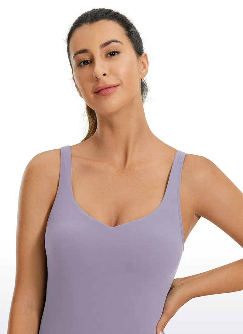 Butterluxe Waist-Length Built-in Bra Tank V Neck