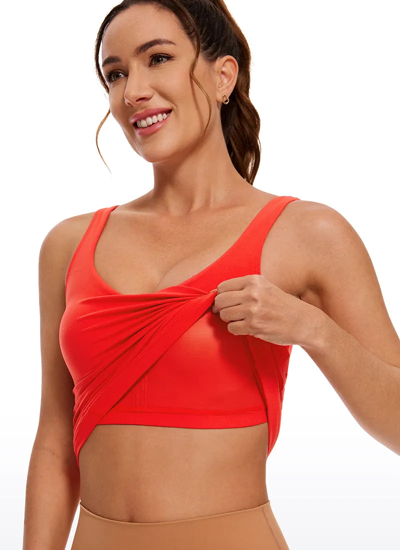 Butterluxe Waist-Length Built-in Bra Tank V Neck