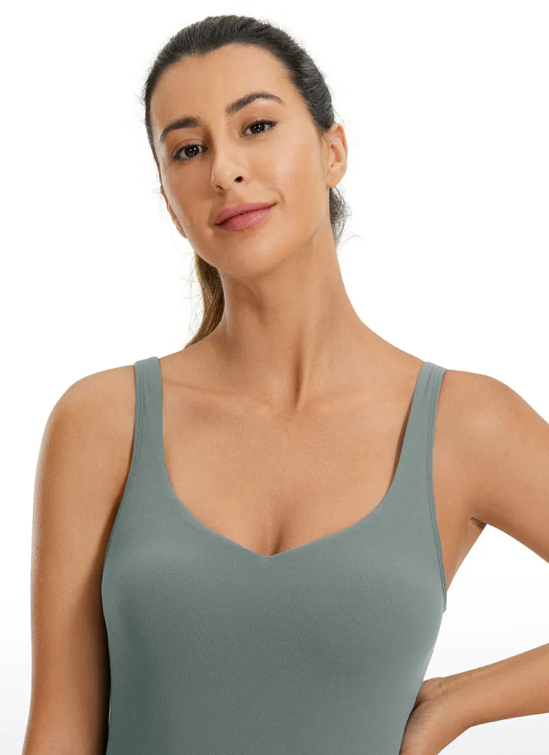 Butterluxe Waist-Length Built-in Bra Tank V Neck