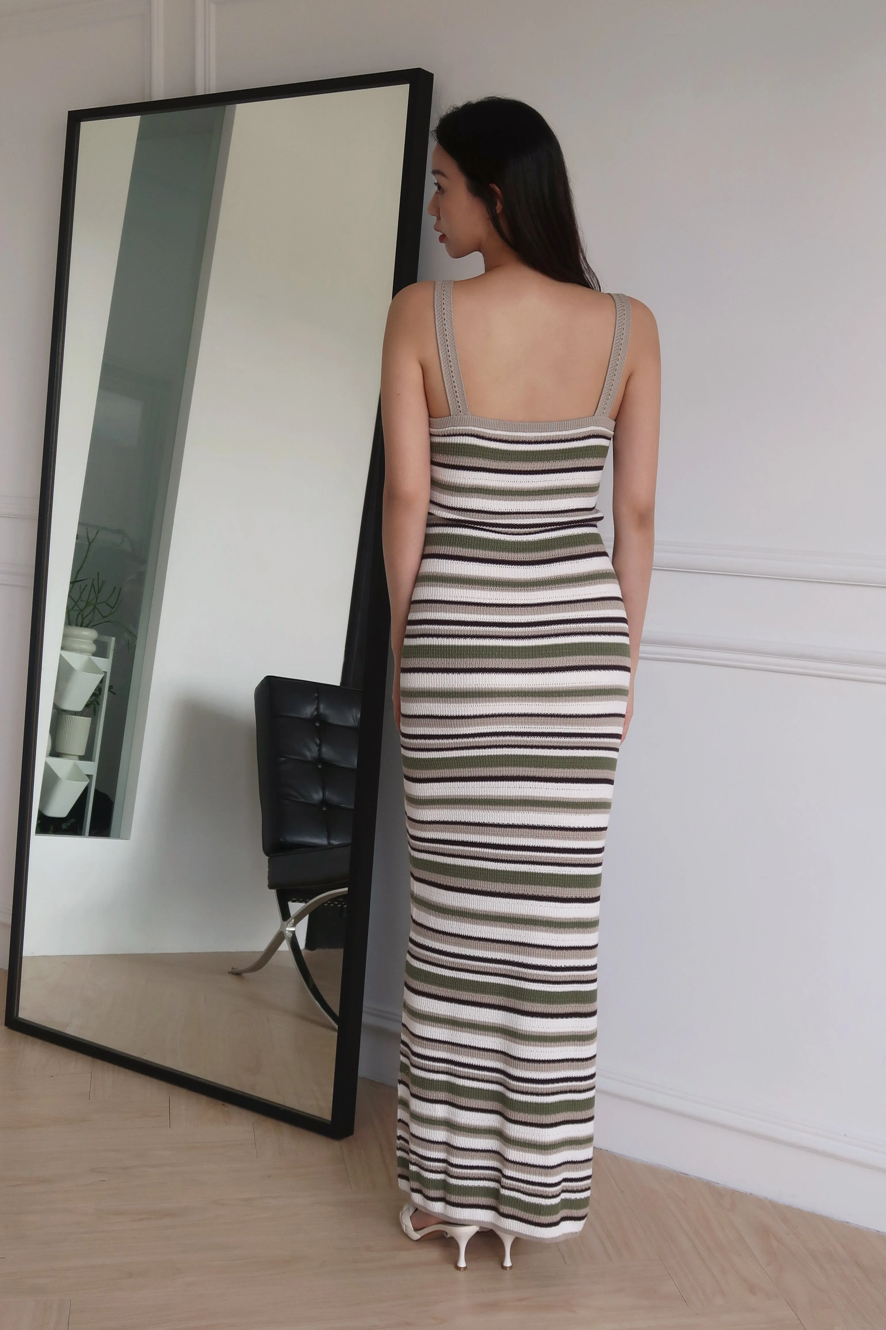 Cali sunshine stripes knit dress in green