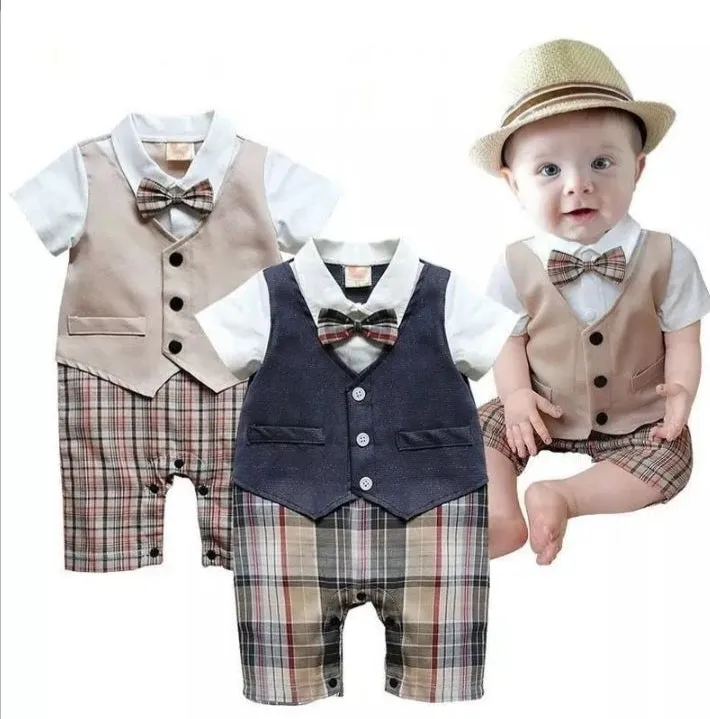 Camel and Checked, Gentleman Romper Jumpsuit #200083