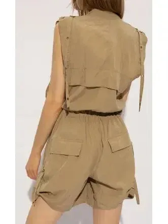 Cargo Short Jumpsuit in Khaki