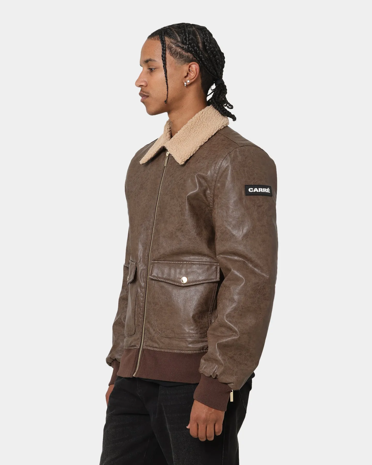 Carré Aviateur Leather Bomber Jacket Stone/Black