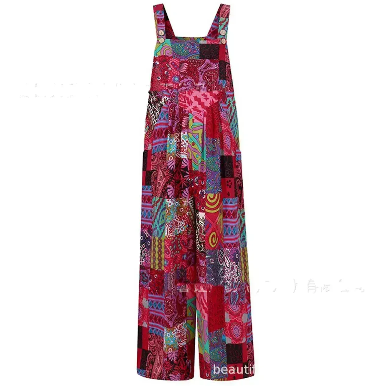 Casual Summer Cotton Floral Sleeveless loose Jumpsuit