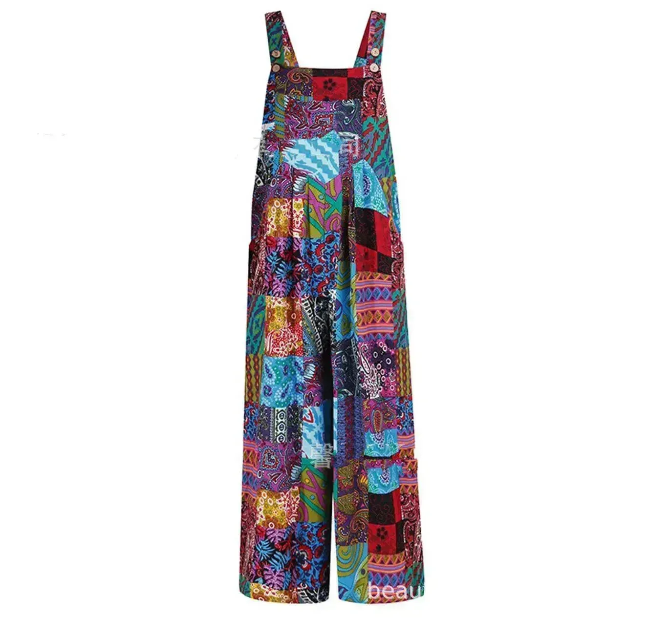 Casual Summer Cotton Floral Sleeveless loose Jumpsuit