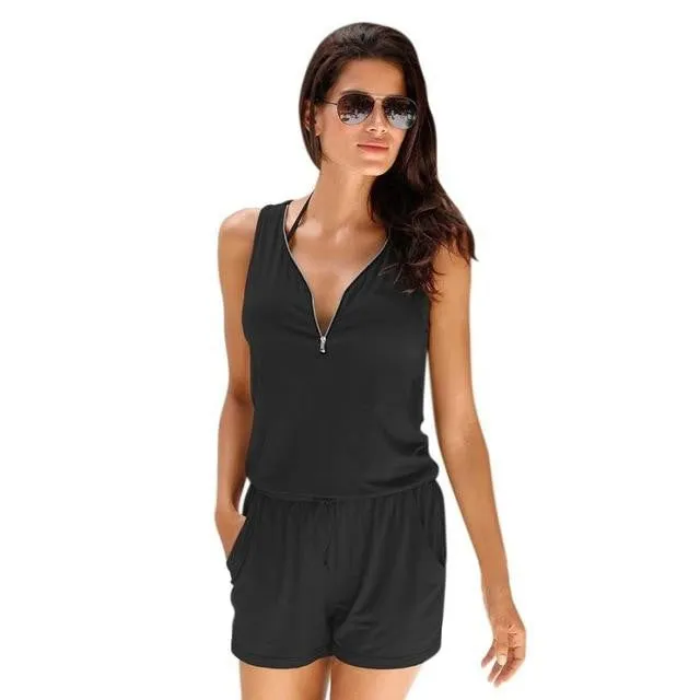 Casual Zipper Mini Play Suit