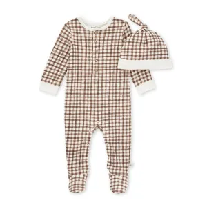 Chestnut Gingham Jumpsuit & Knot Top Hat Set