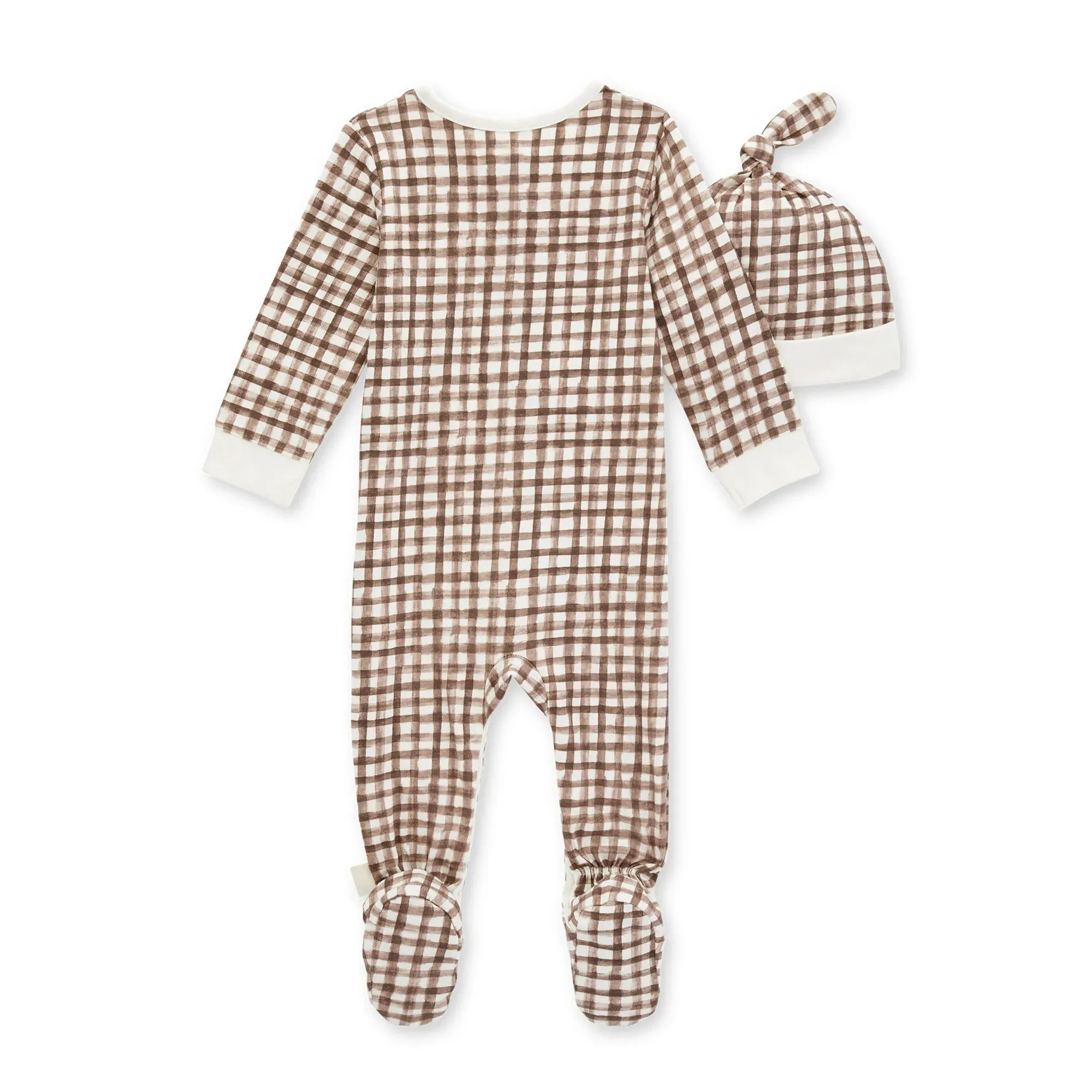 Chestnut Gingham Jumpsuit & Knot Top Hat Set